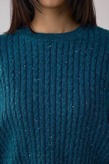 ドロストリングスパンコールラメニット 詳細画像