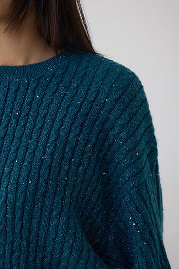 ドロストリングスパンコールラメニット 詳細画像