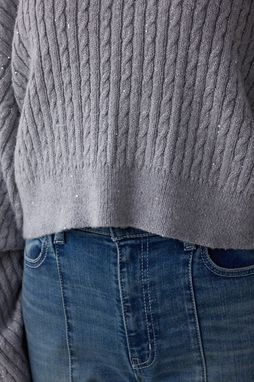 ドロストリングスパンコールラメニット 詳細画像