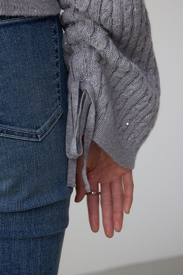 ドロストリングスパンコールラメニット 詳細画像