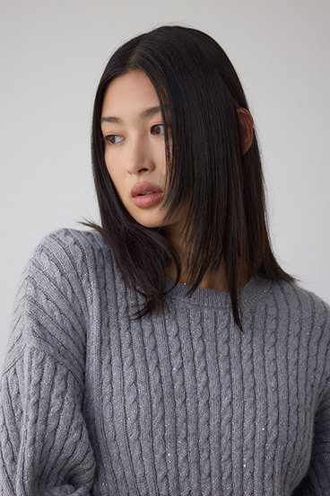 ドロストリングスパンコールラメニット