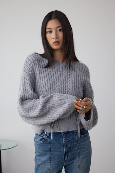 ドロストリングスパンコールラメニット 詳細画像