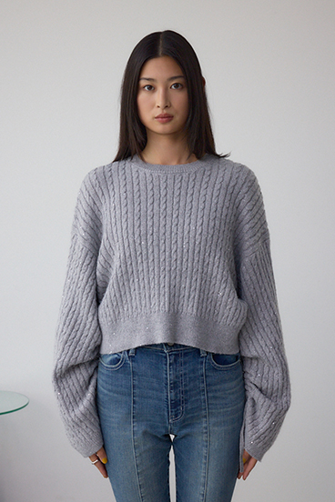 ドロストリングスパンコールラメニット 詳細画像