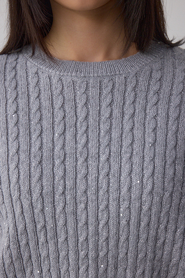 ドロストリングスパンコールラメニット 詳細画像