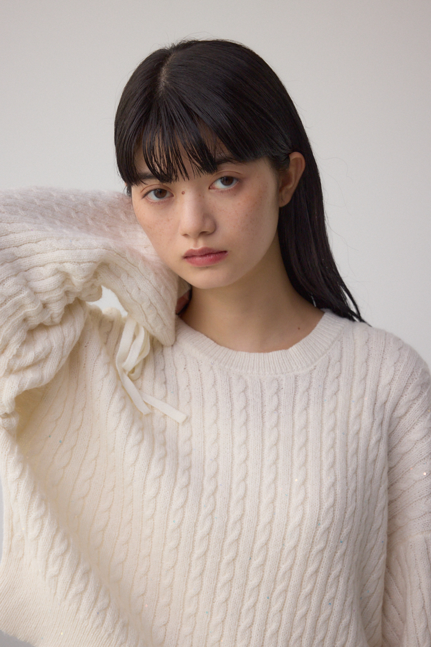 ドロストリングスパンコールラメニット