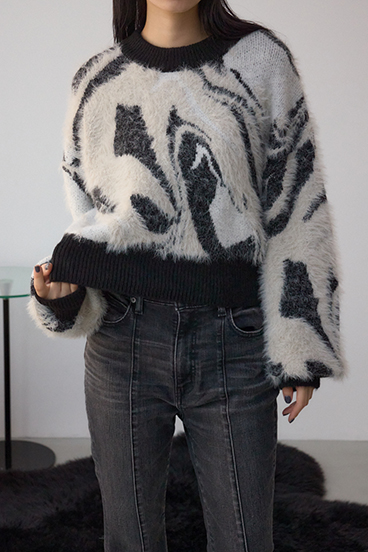 アソートパターンクルーネックニット