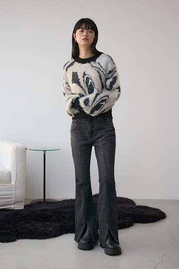 アソートパターンクルーネックニット 詳細画像