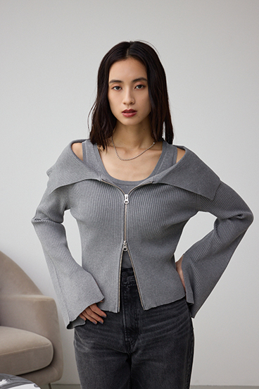 ジップアンサンブルニット 詳細画像