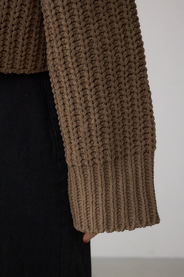 マットモールクロップドハイネックニット 詳細画像