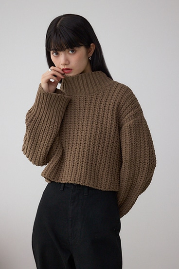 マットモールクロップドハイネックニット 詳細画像