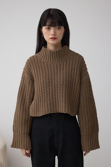 マットモールクロップドハイネックニット 詳細画像
