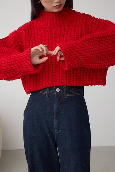 マットモールクロップドハイネックニット