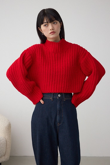 マットモールクロップドハイネックニット 詳細画像