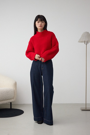 マットモールクロップドハイネックニット 詳細画像