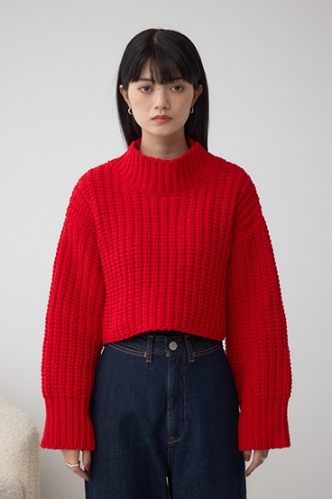 マットモールクロップドハイネックニット 詳細画像