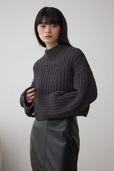 マットモールクロップドハイネックニット 詳細画像