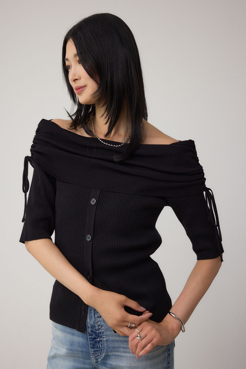 5分袖ギャザーオフショルニットトップス｜WOMEN｜250IAC70-2261