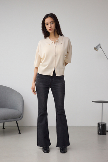 Wジップポロカラーニットカーディガン 詳細画像