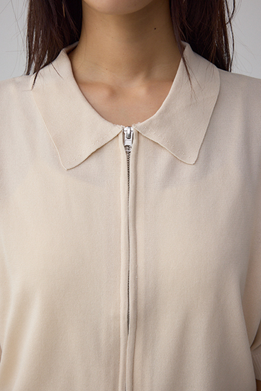 Wジップポロカラーニットカーディガン 詳細画像