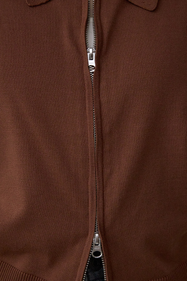 Wジップポロカラーニットカーディガン 詳細画像