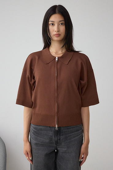 Wジップポロカラーニットカーディガン 詳細画像