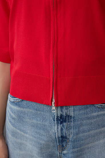 Wジップポロカラーニットカーディガン 詳細画像