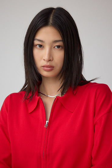 Wジップポロカラーニットカーディガン