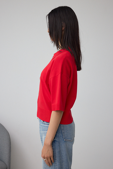 Wジップポロカラーニットカーディガン 詳細画像