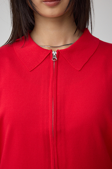 Wジップポロカラーニットカーディガン 詳細画像