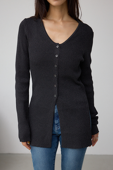 Vネックリブニットカーディガン