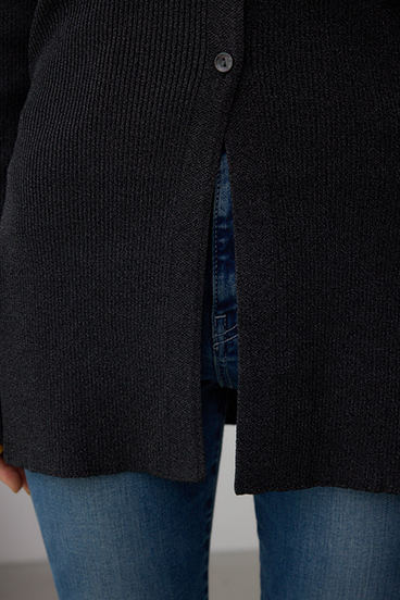 Vネックリブニットカーディガン 詳細画像