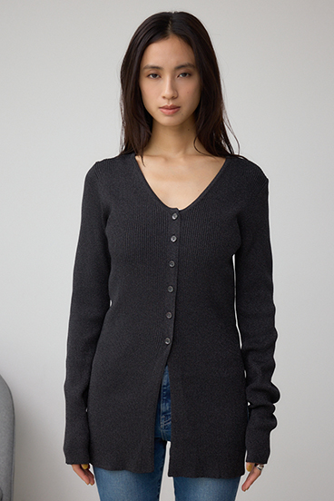 Vネックリブニットカーディガン 詳細画像