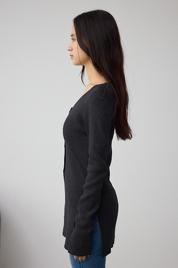 Vネックリブニットカーディガン 詳細画像