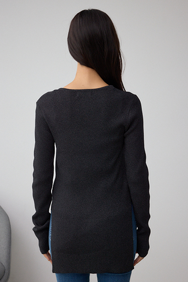 Vネックリブニットカーディガン 詳細画像