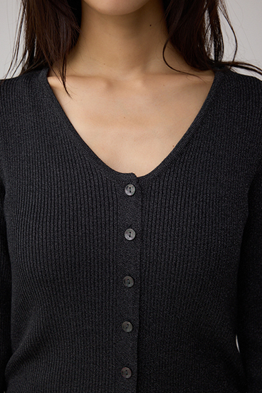 Vネックリブニットカーディガン 詳細画像