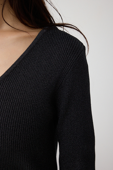 Vネックリブニットカーディガン 詳細画像