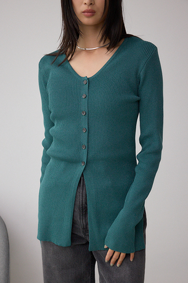 Vネックリブニットカーディガン