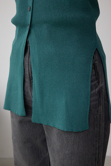 Vネックリブニットカーディガン 詳細画像