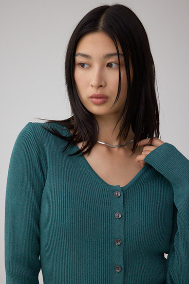 Vネックリブニットカーディガン