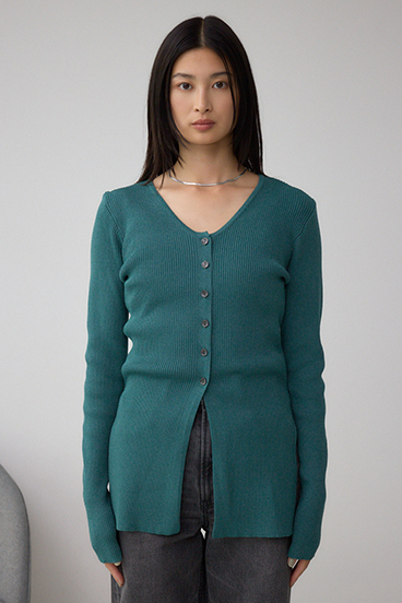 Vネックリブニットカーディガン 詳細画像