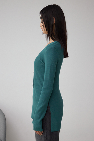 Vネックリブニットカーディガン 詳細画像