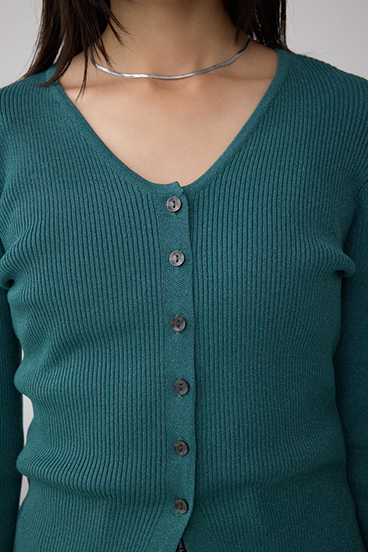 Vネックリブニットカーディガン 詳細画像