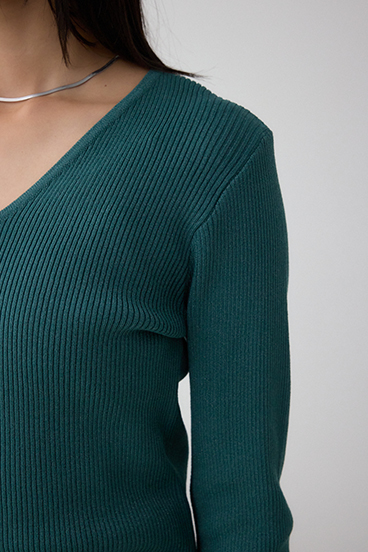 Vネックリブニットカーディガン 詳細画像