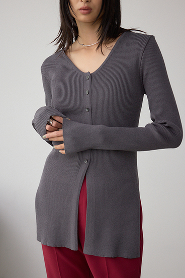 Vネックリブニットカーディガン