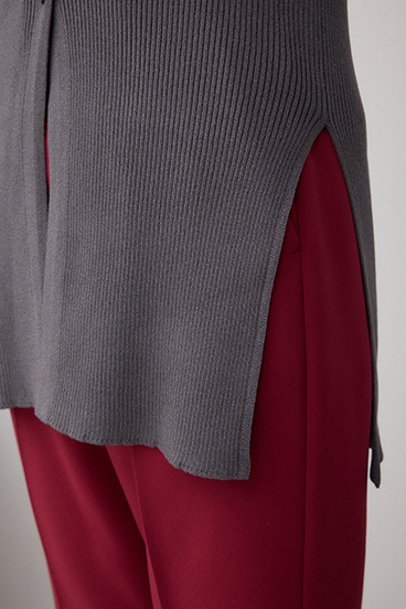 Vネックリブニットカーディガン 詳細画像