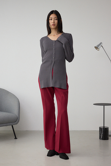 Vネックリブニットカーディガン 詳細画像