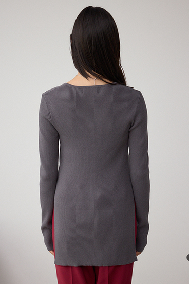 Vネックリブニットカーディガン 詳細画像