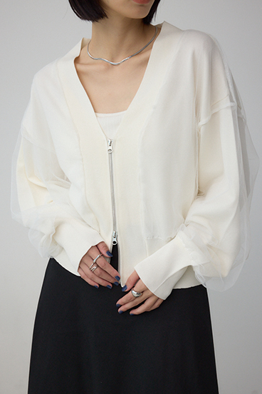 チュールドッキングニットカーディガン