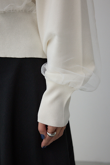 チュールドッキングニットカーディガン 詳細画像