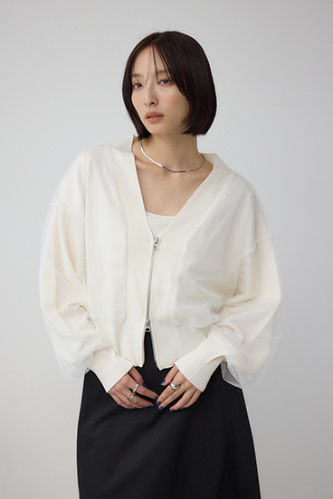 チュールドッキングニットカーディガン 詳細画像